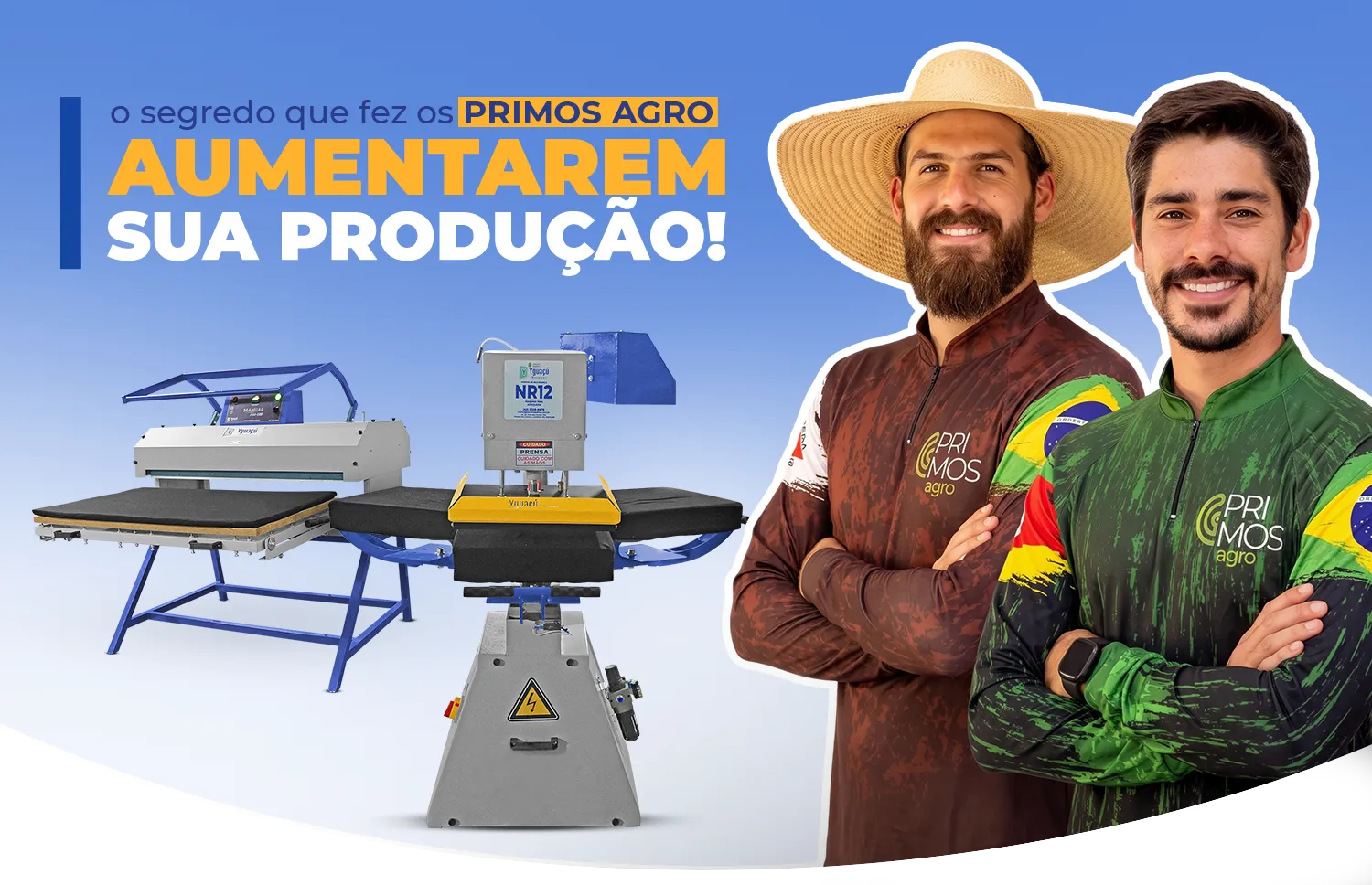 Primos Agro com a Prensa Manual 75x115 e Giratória 3 Berços da Yguaçú Máquinas
